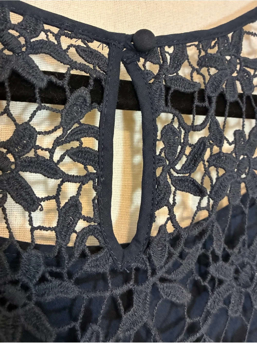 Moulinette Soeurs Polka Dot Fit and Flare Dress Lace Overlay Cotton Size 8 retro